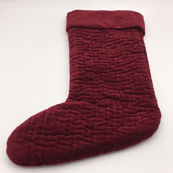 Pottery Barn Quilted Velvet Christmas Stocking Red Monogrammed David 24 inch - Picture 3 of 13